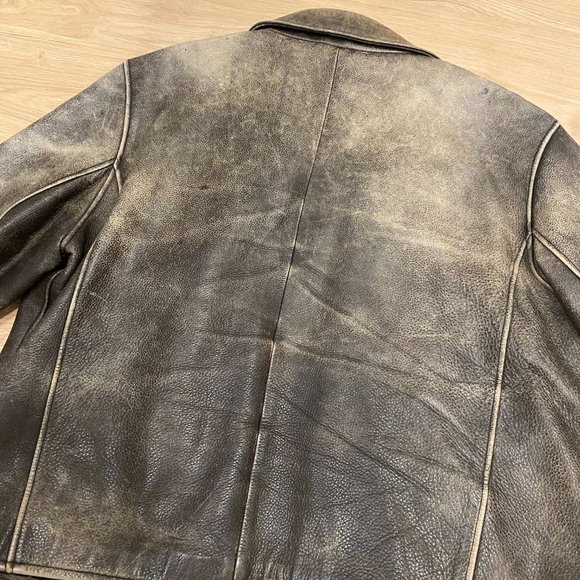 Eddie Bauer Genuine Distressed Brown Leather Jacket - Picture 6 of 8